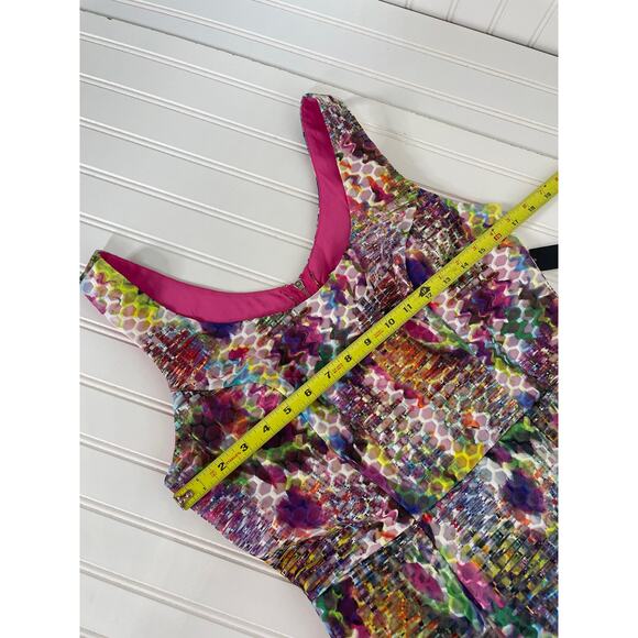 NWT New York and Company Multicolor Fit & Flare Dress Pleated Cocktail Size 4 - Picture 4 of 7